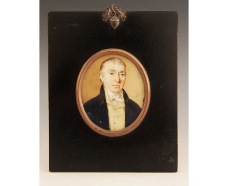 English school (19th century),A portrait miniature depicting a frock coated gentleman bust length,Unsigned,7.5cm x 6.5cm,In c