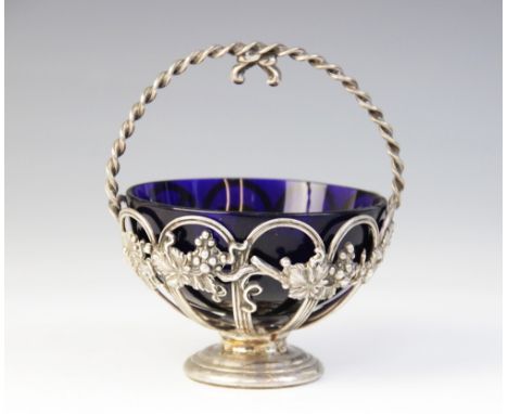 A Victorian silver sugar basket, Thomas Bradbury &amp; Sons, London 1863, the circular pierced bowl with scalloped border and