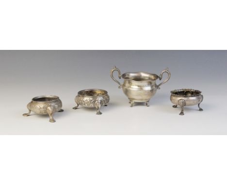 A George V twin-handled silver sucrier, J &amp; R Griffin, Chester 1920, 12.7cm wide, together with a George II silver open s