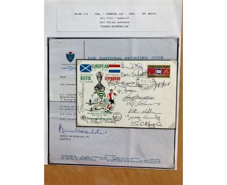 Celtic football 12 team signed 1970 European Cup final cover v Feyenoord. Includes Mc Neil, Murdoch Johnstone, Lennox, Wallac