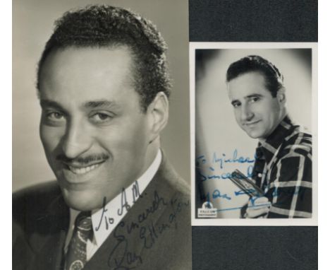 Ray Ellington and Max Geldray, two signed and dedicated photos. The first is 5.5x3.5 in size and dated 1/47 to back. The seco