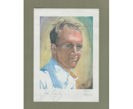 John Crawley signed colour portrait 11.25x8 Inch fixed onto card. Is a former English first class cricketer who played at int