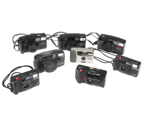 Eight Pentax 35mm Compact Cameras,to include a Pentax Zoom 70-X, a Pentax Zoom 90, a Pentax Zom 105-R, a Pentax Zoom 90, a Pe