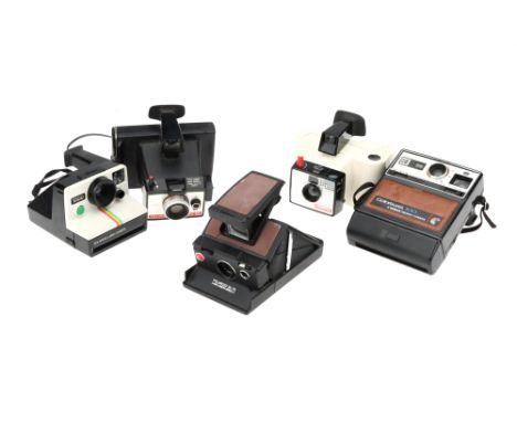 Four Polaroid Cameras,to include an SX-70 Land Camera Model 3, body G, cracking &amp; wear to leatherette, shutter untested, 