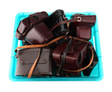 A Collection of Leica Ever Ready Cases for Leica R Cameras,including several red examples (13)