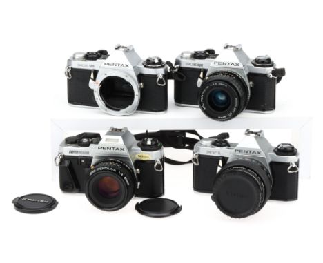 Four Pentax 35mm SLR Camers,to include a Pentax Super Program, body G-VG, shutter working with batteries inserted, self-timer