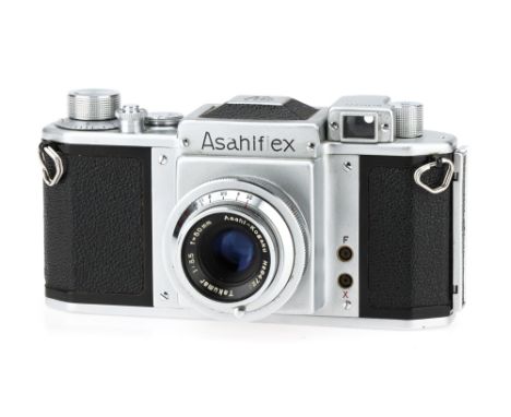 An Asahi Opt. Co. Asahiflex IIb 35mm SLR Camera,chrome, serial no.62771, body VG, instant return mirror, vertical strap lugs,