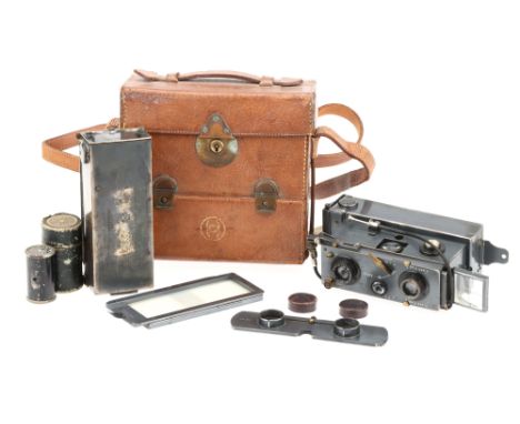 A Good Jules Richard Verascope Stereo Camera Outfit,grey, body G-VG, shutter working, stamped 'Sole British Agents, The City 