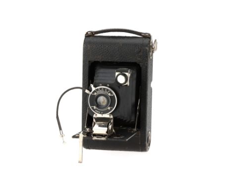 A Houghton Folding Scout No. 3 Folding Camera,black, body G, shutter working, optics F-G, some haze to rear element,