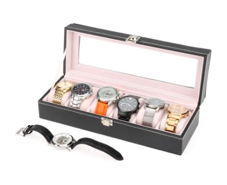 A Set of Seven Wrist Watches,from maker's including Fossil, Citizen, Rotary, Emporio Armani and Vivienne Westwood (7)