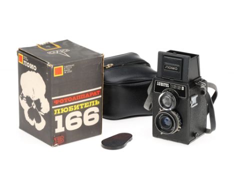A Lubitel 166 Medium Format TLR Camera,black, body VG-E, shutter working, optics VG-E, in maker's case, in maker's box,