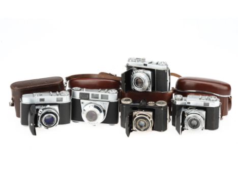 A Selection of Five Kodak 35mm Cameras,to include a Retina IIc, shutter working, viewfinder cloudy, RF patch bright, optics V