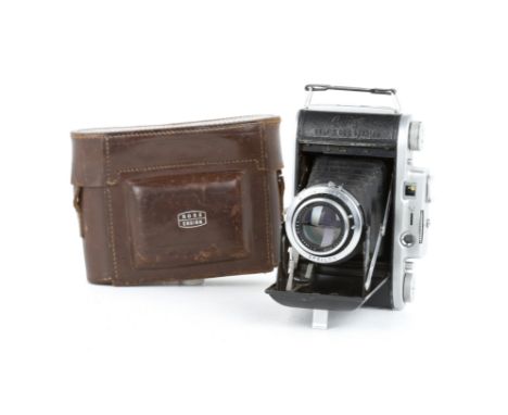 An Ensign Slefix 820 Special Folding Medium Format Camera,chrome, body G, shutter working, with Ross London Xpres f/3.8 105mm