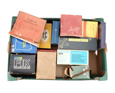 A Selection of Boxed Cameras &amp; Accessories,to include a Miranda Sensomat RE 35mm SLR Camera, A/F, mirror stuck, also with