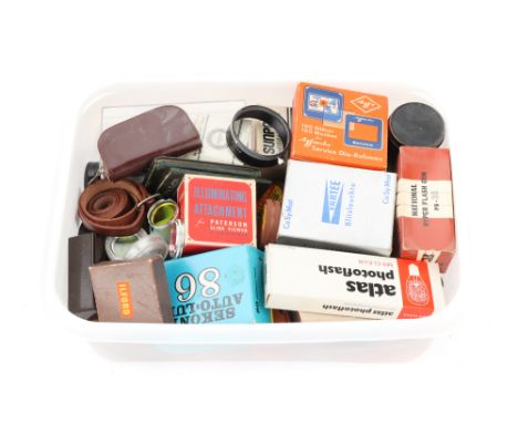 A Mixed Selection of Photographic Accessories,to include rangefinders, filters, early light meters, flash guns, bulbs, &amp; 