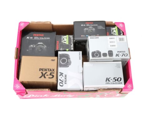 A Selection of Empty Camera &amp; Lens Boxes,to include a box &amp; accessories for a Pentax K-70 (no camera), an empty box f