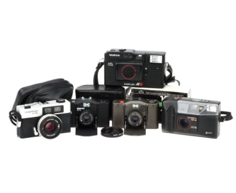 Five 35mm Compact Cameras,to include a Voigtlander VF135, body VG, shutter working, optics G-VG, some fine dust present, also