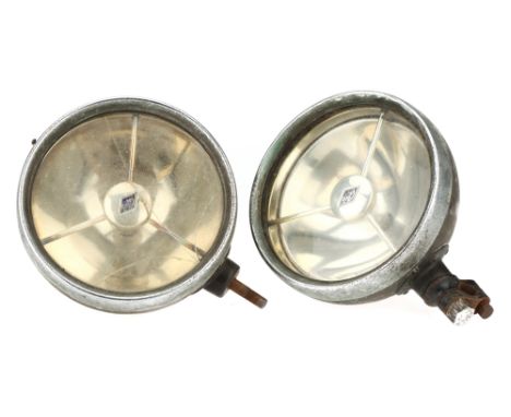 Car/Automobile, A Pair of Riley Rotex Headlamps,from a 1933 Riley Monaco, in brass and chrome, each with blue enamel Riley lo