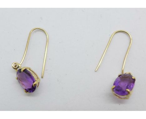 A pair of amethyst earrings