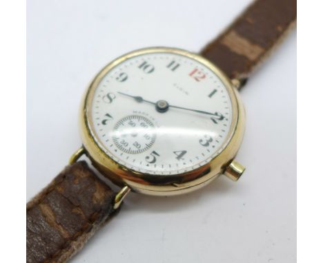 A gentleman's Elgin wristwatch, no button