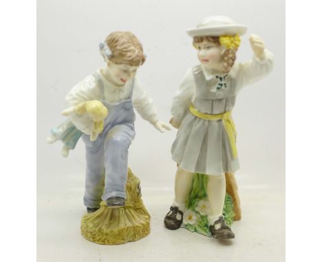 Two Royal Worcester figures, Playtime and Schooltime