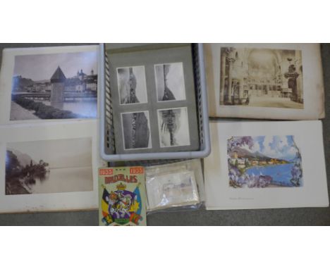 Photograph albums, art prints, guide book and photographs of European travel, dating from the late 19th Century onwards