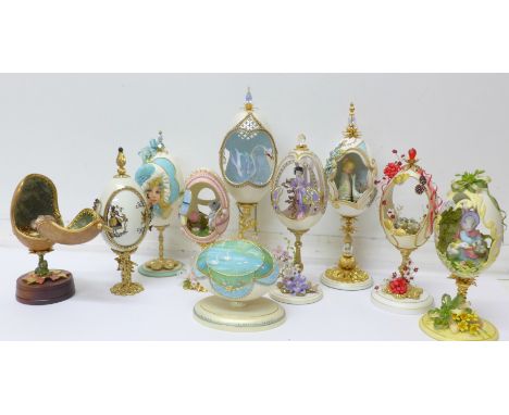 A collection of ten Fabergé style eggs