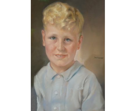 Jan Franken, Portrait of a Boy, signed, pastel drawing, 40cm x 33cm.