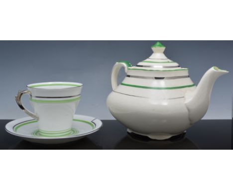 Roslyn china tea set, and four sherry glasses of similar design.