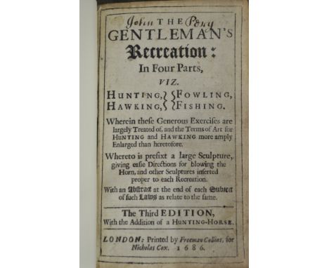 The Gentleman's Recreation: in Four Parts viz:  Hunting, Hawking, Fowling, Fishing", third edition, London 1686, two folding 