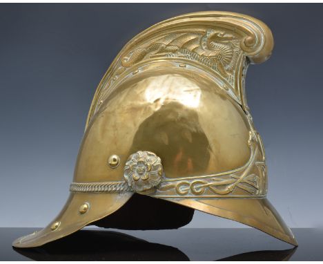 Brass firemans helmet, EFB, 29cm.
