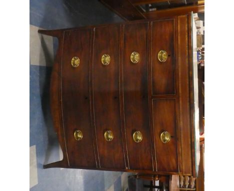 A Victorian Mahogany Bow Fronted Chest of Two Short and Three Long Drawer with Oval Brass Handles. Splayed Bracket Feet. 109c