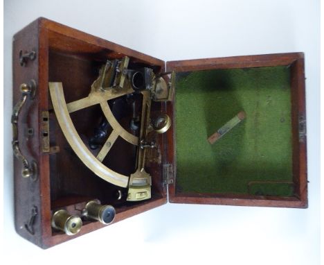 A Cased Brass Sextant by T Basnell, Liverpool, Together with Star Identifier, Photographs and Training Records, Ties and Ephe