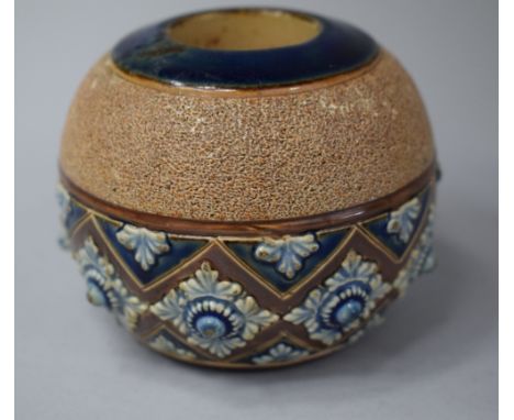 A Doulton of Lambeth Globe Match Striker decorated in Usual Coloured Enamels. Impressed Marks to Base. 