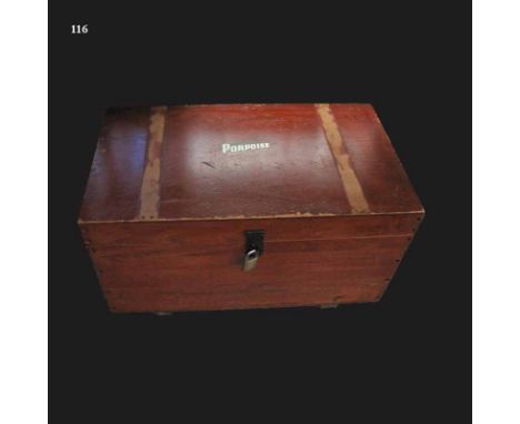 A Rare Porpoise Dive Equipment Wooden Trunk Made by Australian Divers Co Pty Ltd of Melbourne All Porpoise 32 cubic foot scub