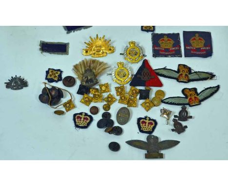 A Qty of Military Badges, Epaulettes, Buttons, Etc Including 10th Light Horse, Enlisted AIF 1918 (Stokes) Various cloth patch