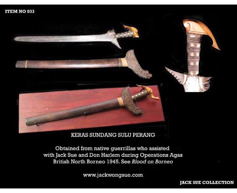 A Keras Sundang Sulu Parang: Tribal Sword with Scabbard Obtained from friendly natives who assisted Z Special Force in jungle