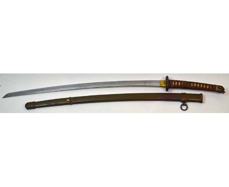 A Japanese Shin-gunto Sword with Army Mounting by ‘Masayoshi’ with Scabbard With stamp of Masayoshi Length: 101.5cm 