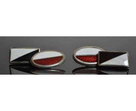 A Pair 40th Battalion & 3rd Light Horse, Tasmanian Silver & Enamel Cufflinks Stamped ‘SILVER’ and maker ‘F.A.F.’ (F.A. Flint)