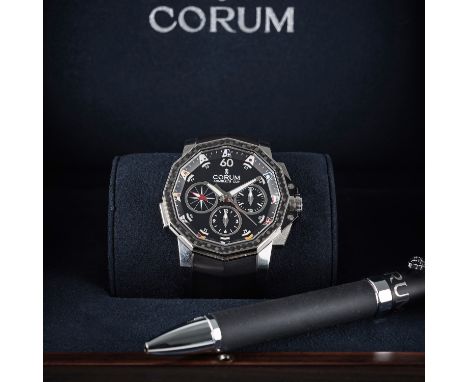 A GENTLEMAN'S STAINLESS STEEL CORUM ADMIRALS CUP CHALLENGE 44 SPLIT SECONDS AUTOMATIC CHRONOGRAPH WRIST WATCH CIRCA 2009, REF