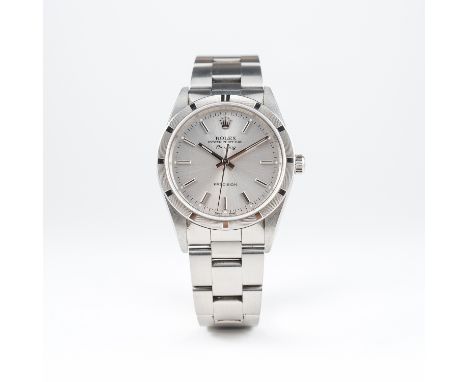A GENTLEMAN'S STAINLESS STEEL ROLEX OYSTER PERPETUAL AIR KING PRECISION BRACELET WATCH CIRCA 1997, REF. 14010
D: Silver dial 
