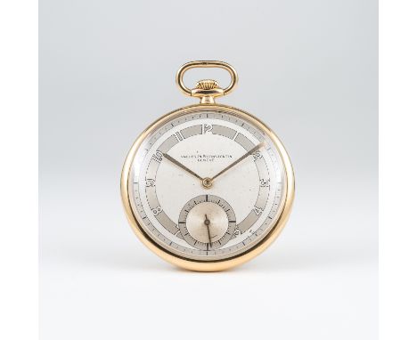 A FINE GENTLEMAN'S 18K SOLID GOLD VACHERON &amp; CONSTANTIN POCKET WATCH CIRCA 1930s&nbsp;
D: Two tone silver dial with Arabi