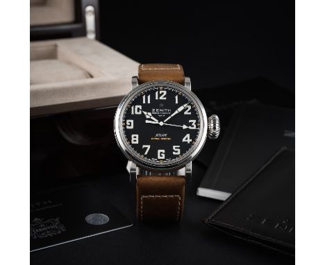 A GENTLEMAN'S STAINLESS STEEL ZENITH PILOT TYPE 20 EXTRA SPECIAL WRIST WATCH DATED 2015, REF. 03.2430.3000 WITH BOX, PAPERS &
