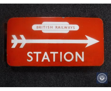 A 20th century enamel double sided British Railways station sign 