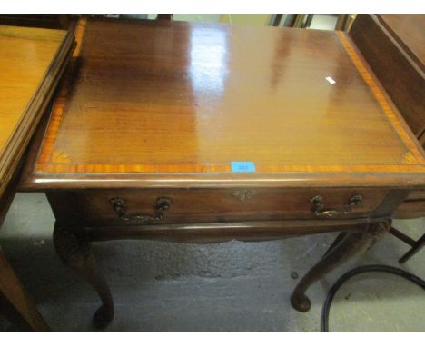 A Georgian low boy with later inlay, shaped apron, rococo style handles on cabriole legs, 28" h x 28"w, and a 1920s mahogany 