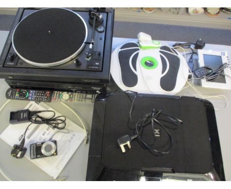 Mixed electricals to include a Canon printer, a Panasonic Lumix camera with charger, an electronic photo frame and other item