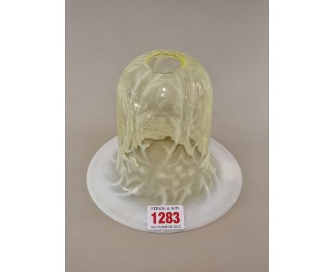 A Vaseline glass light shade, in the manner of James Powell, 12cm high. 
