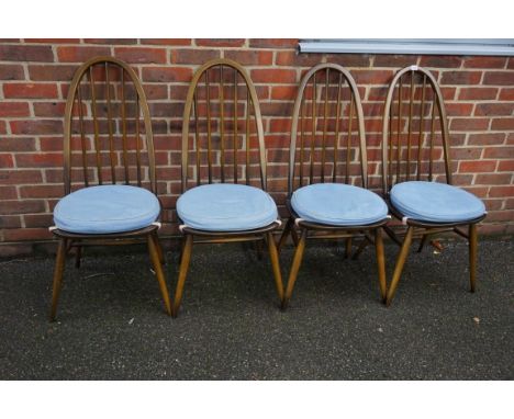 A set of four Ercol dining chairs,&nbsp;gold stickers.&nbsp; 