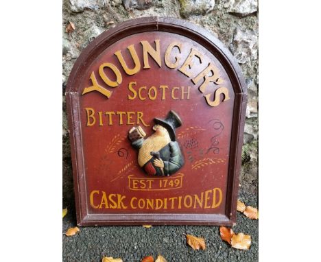 A reproduction 'Youngers Scotch Bitter' sign,&nbsp;51cm wide x 61cm high. 