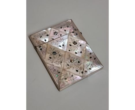 A Victorian mother of pearl card case, 10.5 x 8cm. 